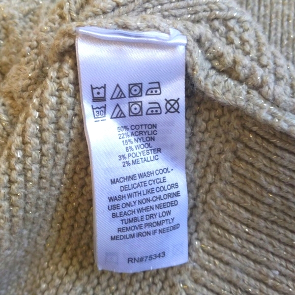 tommy bahama wool blend metallic gold cable knit sweater dress size 4 girls - Picture 6 of 7